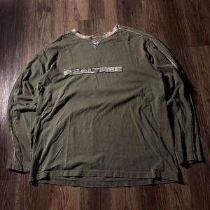 RealTree Buckhorn River Long Sleeve T Shirt Camo Trim Men L G Green Cotton